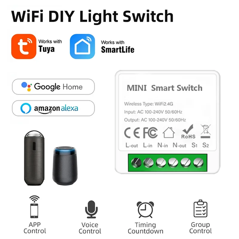 Smart Home Automation Diy - 2 Way Control Tuya Mini 16A