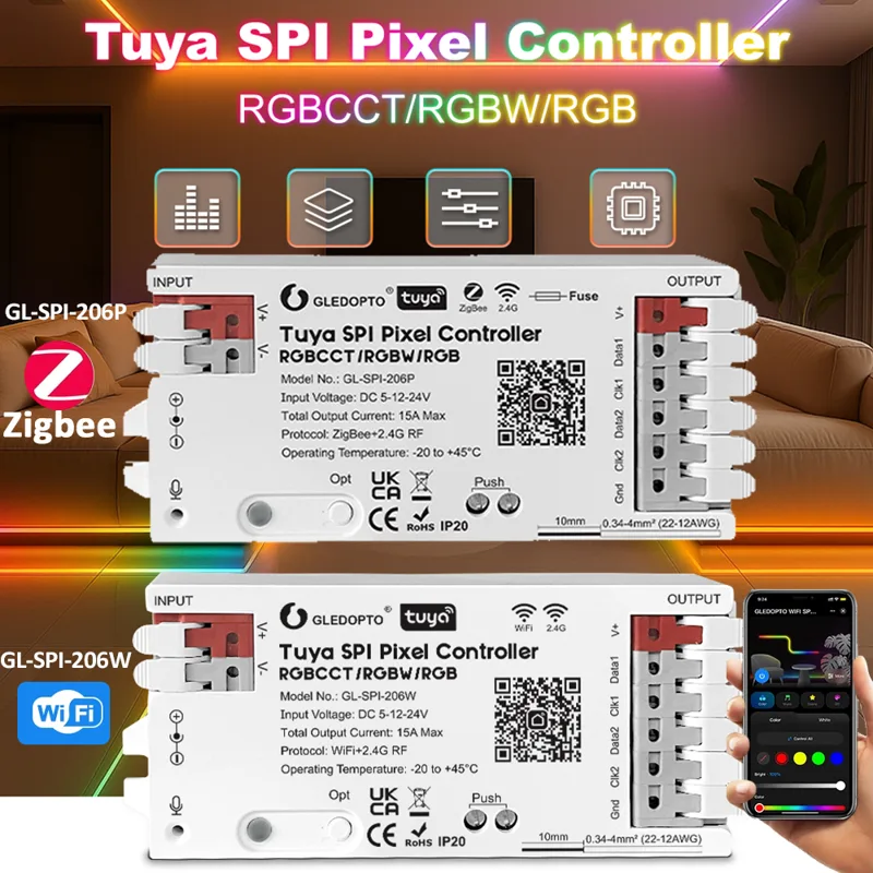Zigbee Coordinator Stick - Tuya SPI Pixel LED Controller RGBCCT