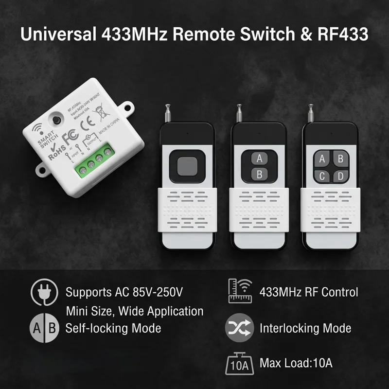 433Mhz Receiver Module - 220V 1CH Wireless Remote Control Switch