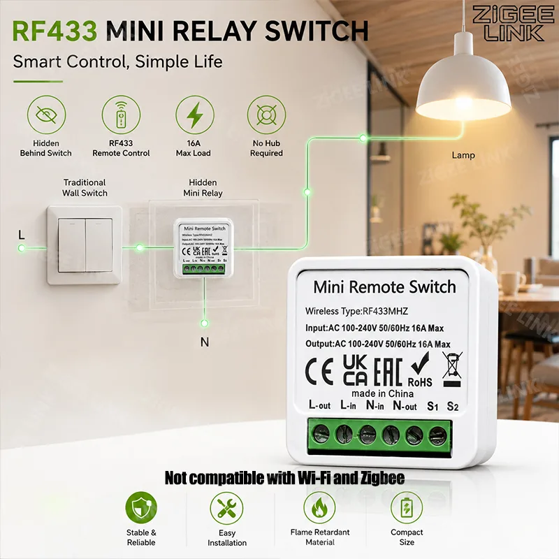 RF433MHz 16A Mini Smart Relay  - Home Automation Systems Diy ulasan dan harga