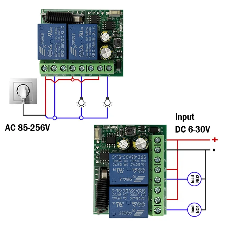 DC 12V 24V AC 220V RF433 2CH M - 433Mhz Receiver Module ulasan dan harga